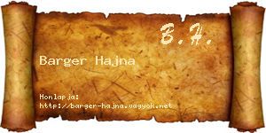Barger Hajna névjegykártya
